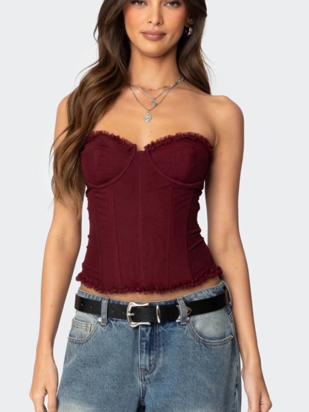 Edikted Burgundy Strapless Corset